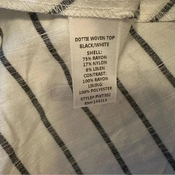 NWT PPLA Dottie Black and White Striped High-Low Top size L - Picture 7 of 10